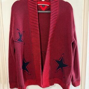 Tommy Hilfiger Red & Navy 100% Cotton Knitted Cardigan Star